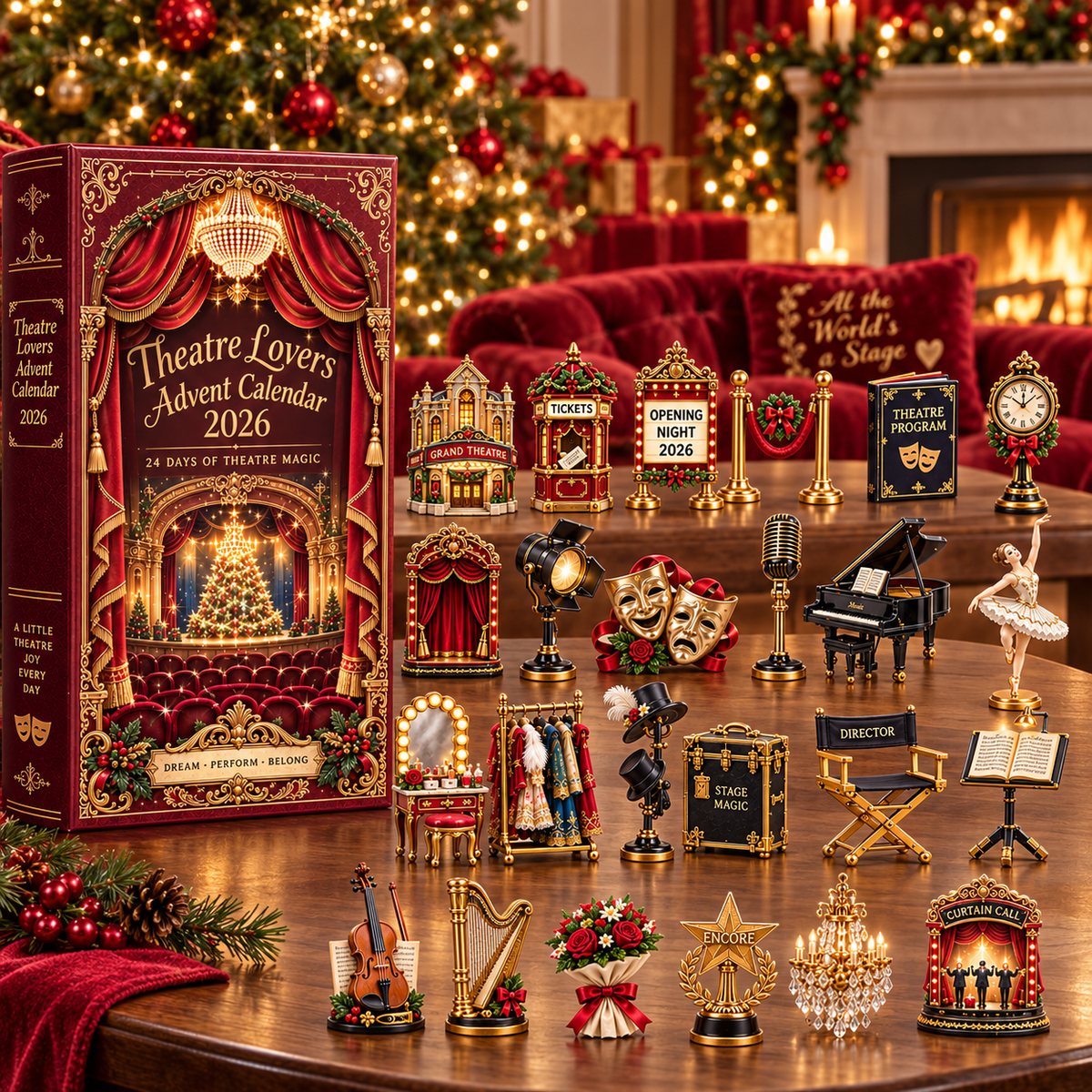 Theatre Lovers Advent Calendar 2026 – 24 Days of Theatre Magic Collectible Miniatures Christmas Countdown Gift