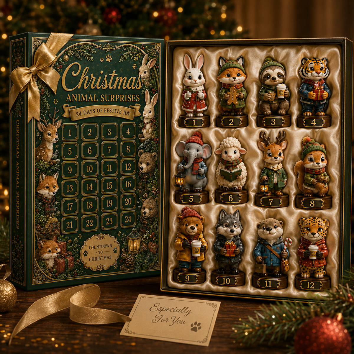 ✨24-Day Christmas Countdown Advent Calendar –Animal Surprise Ornament