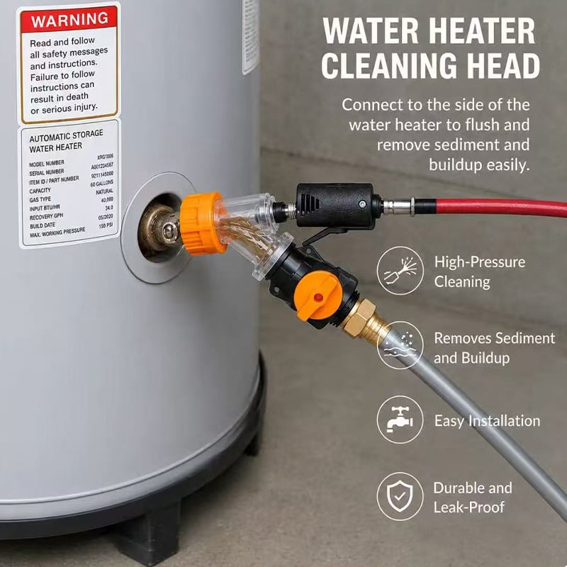 🔥OFERTA ESPECIAL🔥 50% DE DESCUENTO✨Herramienta resistente para desatascar calentadores de agua | Limpiador de sedimentos sin químicos ni electricidad para tanques, Soporte para eliminación de sarro
