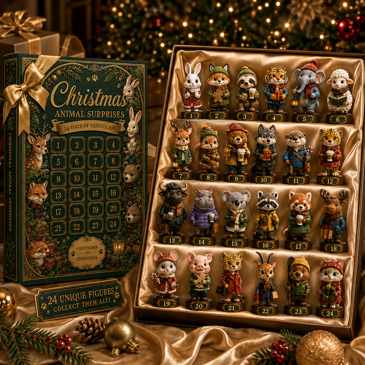 ✨24-Day Christmas Countdown Advent Calendar –Animal Surprise Ornament