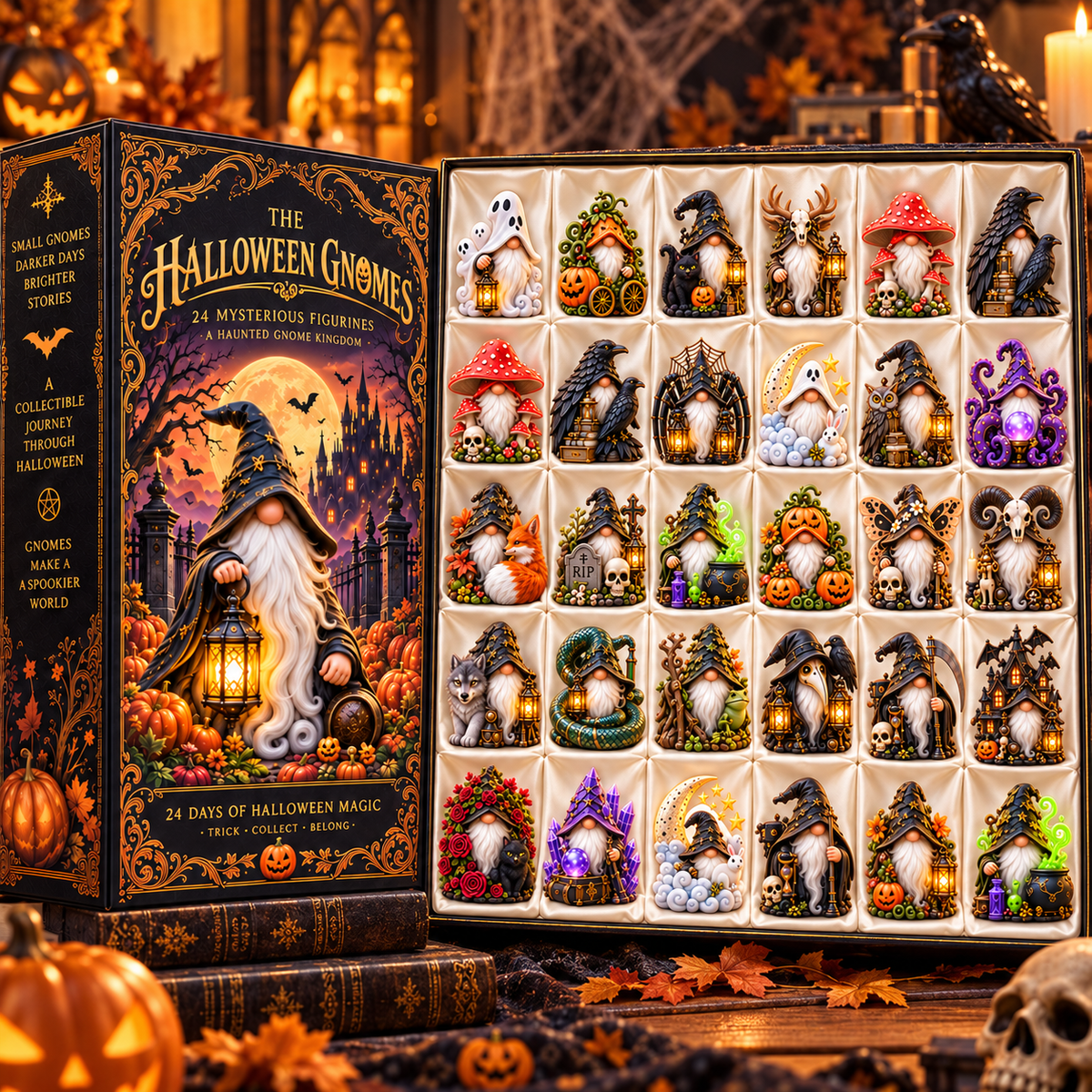 Halloween Gnomes 2026 – 24-Day Haunted Gnome Countdown Calendar with 24 Unique Collectible Miniatures, Spooky Halloween Gift for Gnome Lovers