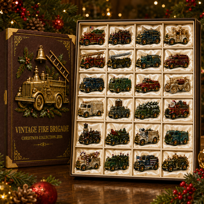 Vintage Fire Truck 24-Day Advent Calendar – Collectible Miniature Christmas Countdown Gift