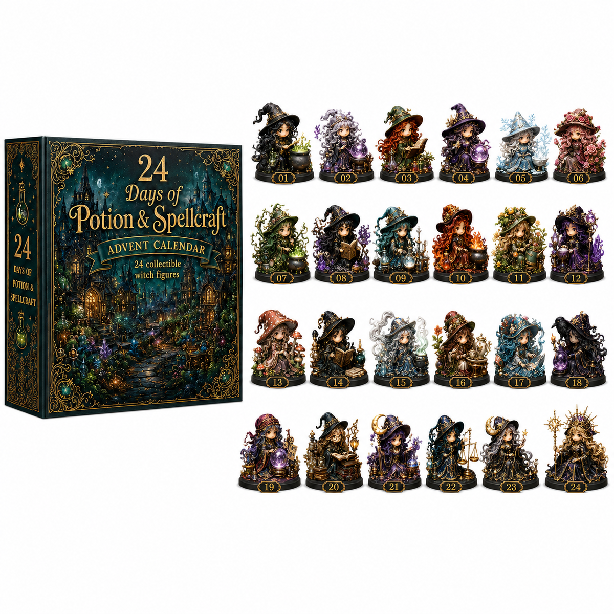 🧙‍♀️ 24 Days of Witchy Magic – 2026 Potion & Spellcraft Advent Calendar with 24 Enchanted Collectible Witch Figurines & Daily Surprises