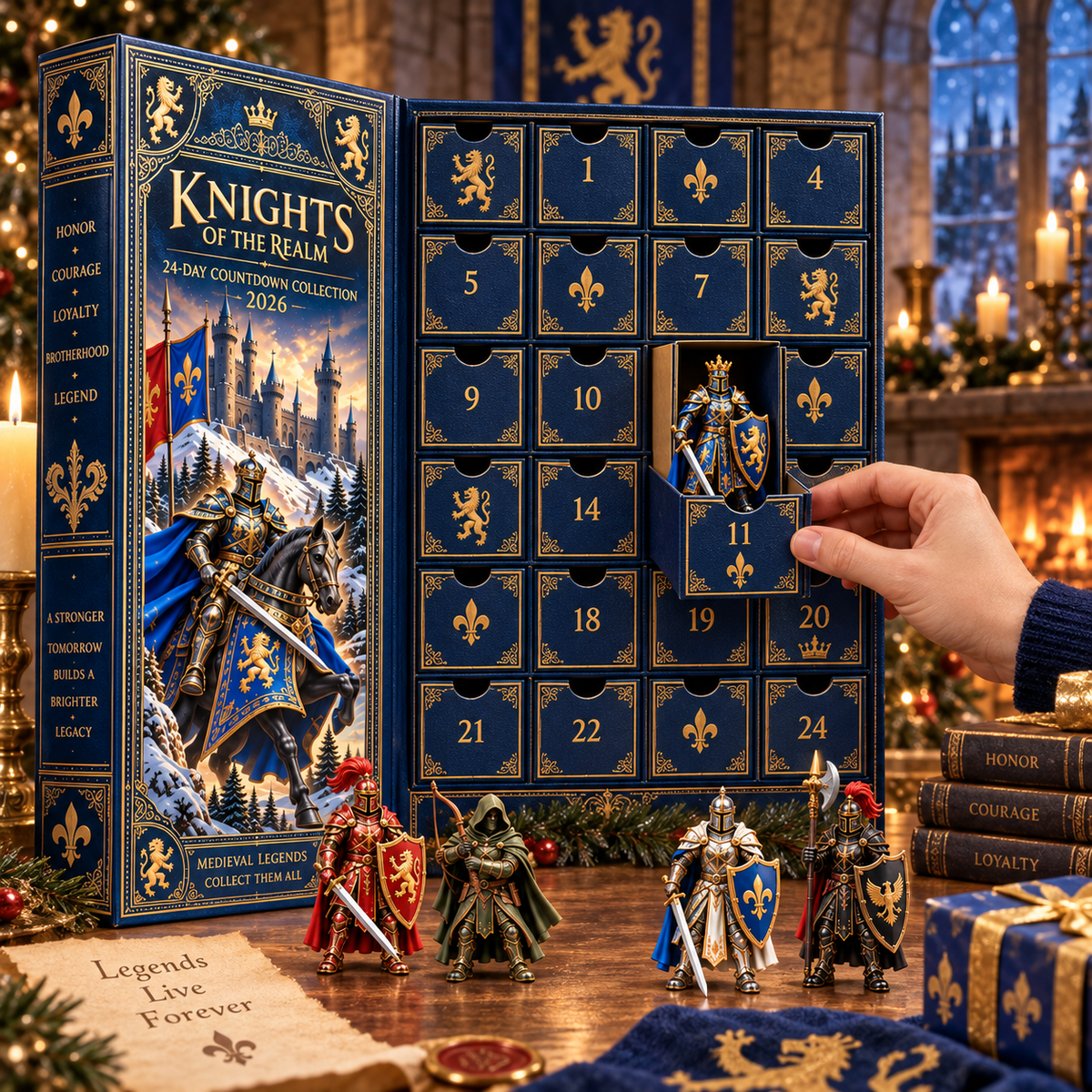 Knights of the Realm 2026 – 24-Day Medieval Legends Countdown Calendar with 24 Unique Knight Miniatures, Fantasy Collectible Gift for Medieval & Knight Lovers