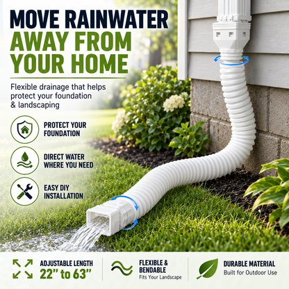 Kit de extensión flexible para bajante de canalón de lluvia – Tubería de drenaje ajustable de 22"-63" con filtro de hojas para protección de cimientos