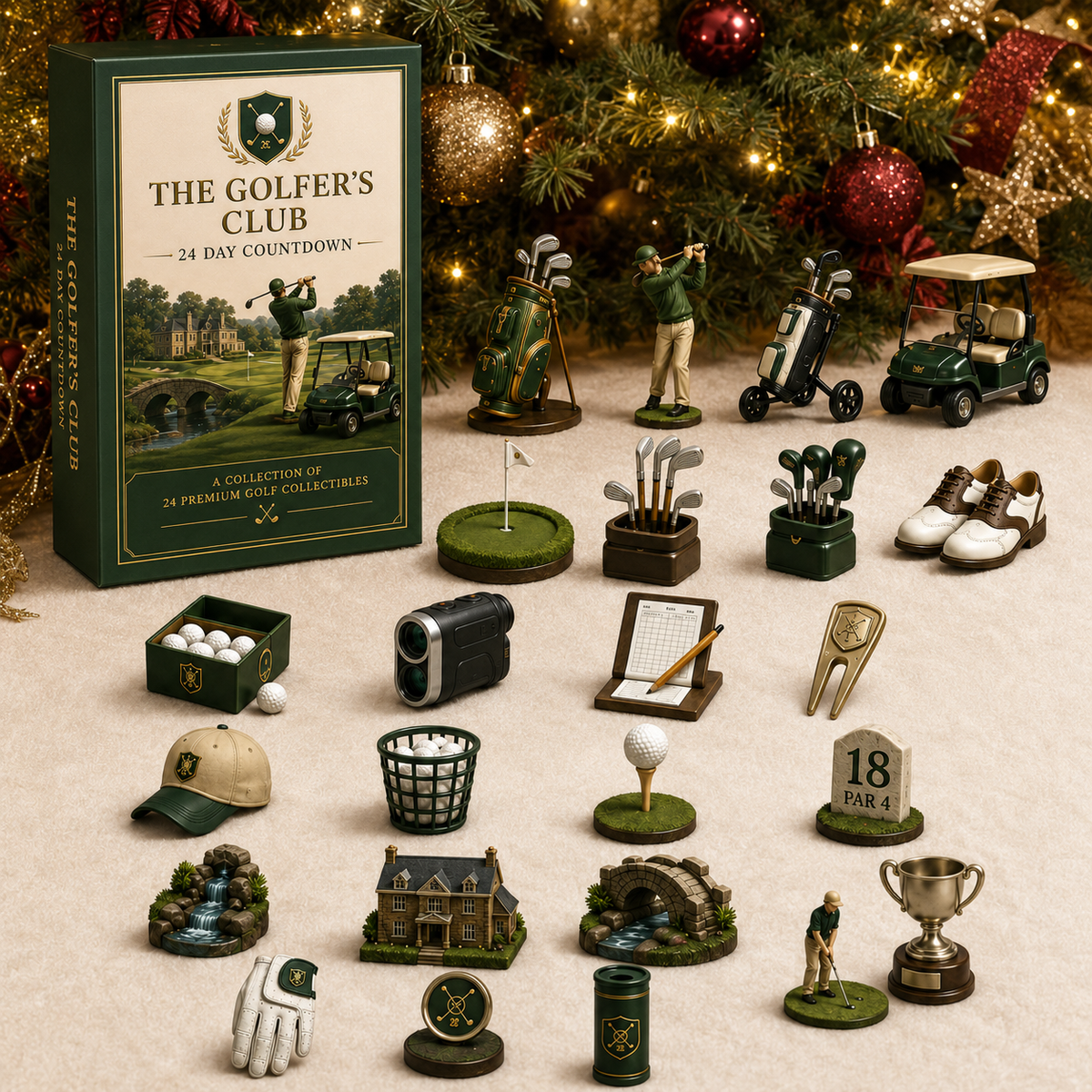 Golf 24-Day Advent Calendar – Collectible Miniature Christmas Countdown Gift for Golf Lovers