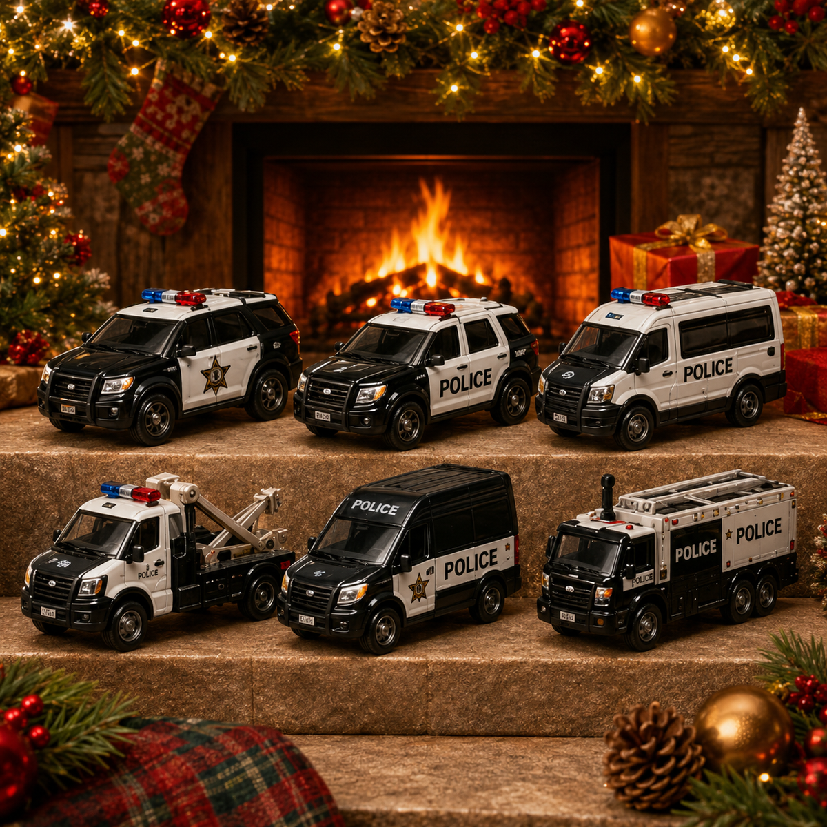 High-quality miniature model✨Police Vehicles Fleet Advent Calendar 2026 - 24-Day Festive Countdown