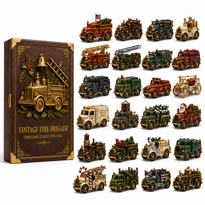 Vintage Fire Truck 24-Day Advent Calendar – Collectible Miniature Christmas Countdown Gift