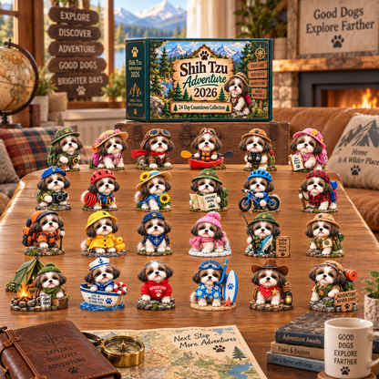 Shih Tzu Adventure 2026 – 24-Day Adventure Countdown Calendar with 24 Unique Collectible Miniatures, Fun Gift for Shih Tzu & Dog Lovers