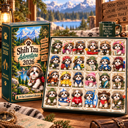 Shih Tzu Adventure 2026 – 24-Day Adventure Countdown Calendar with 24 Unique Collectible Miniatures, Fun Gift for Shih Tzu & Dog Lovers