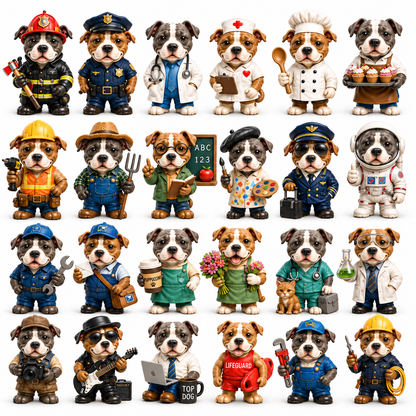 2026 Working Pitties 24-Day Christmas Countdown Calendar – 24 Unique Career Pit Bull Miniatures, Funny Working Dog Collector’s Gift for Pittie Lovers