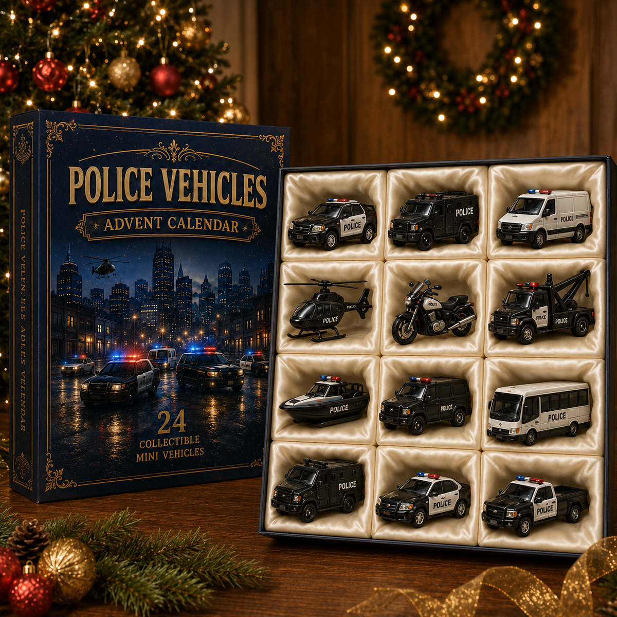 High-quality miniature model✨Police Vehicles Fleet Advent Calendar 2026 - 24-Day Festive Countdown