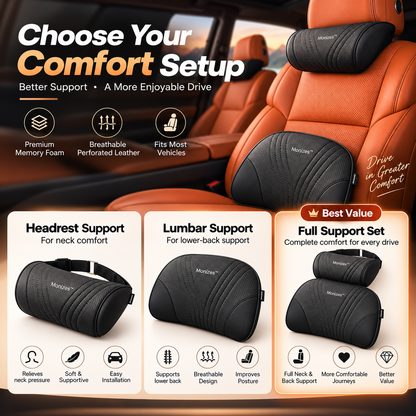 Almohada Monizes™ ergonómica de espuma viscoelástica para cuello y soporte lumbar para automóvil