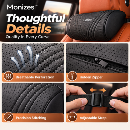 Almohada Monizes™ ergonómica de espuma viscoelástica para cuello y soporte lumbar para automóvil