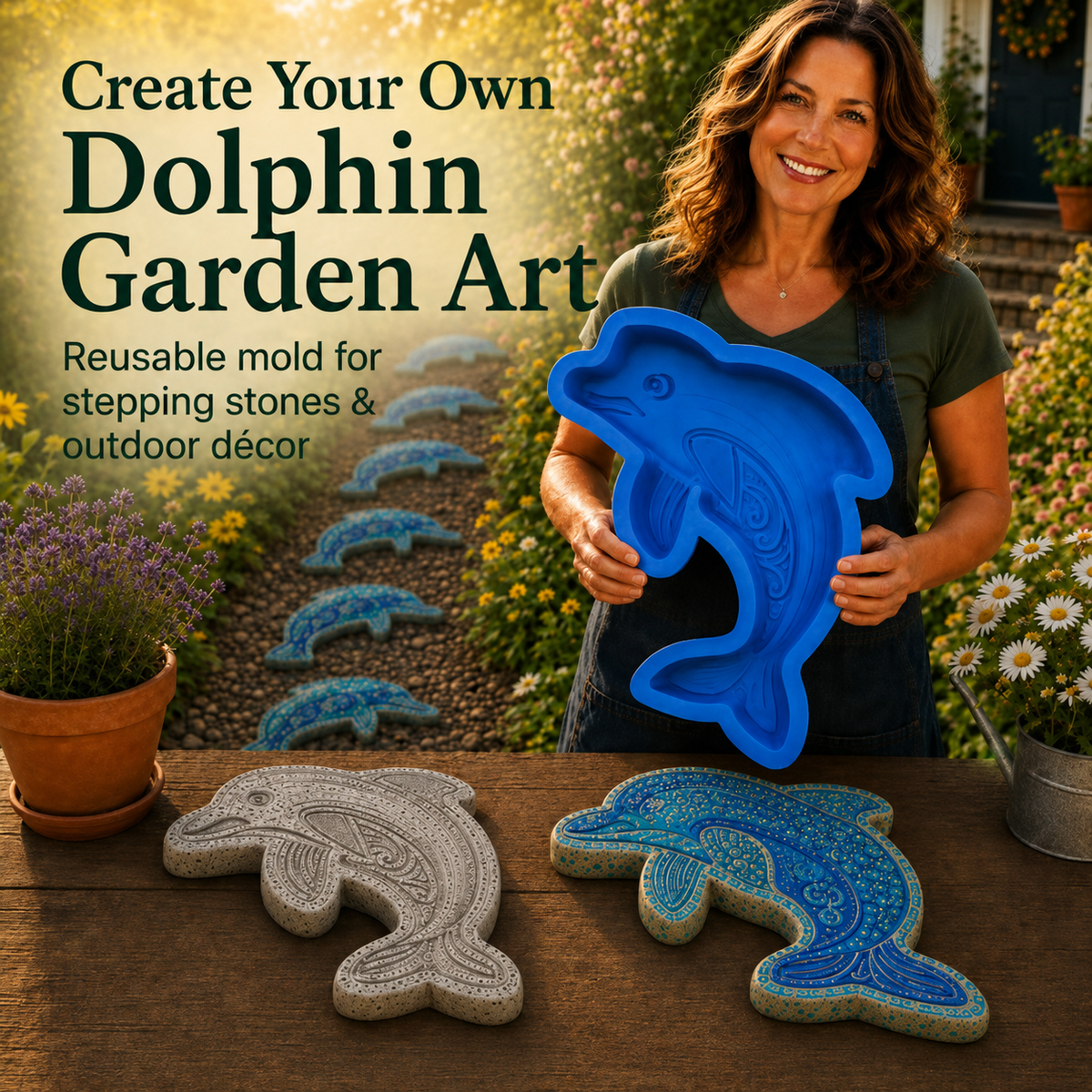 💥 ÚLTIMO DÍA 55% DE DESCUENTO - 🌊 Molde Reutilizable para Arte de Jardín Marino – Adoquines DIY