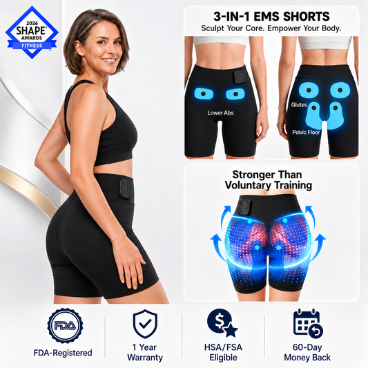 Monizes™ 3-Zone EMS Toning Shorts: Targeted Abdomen, Glutes & Pelvic Floor Support