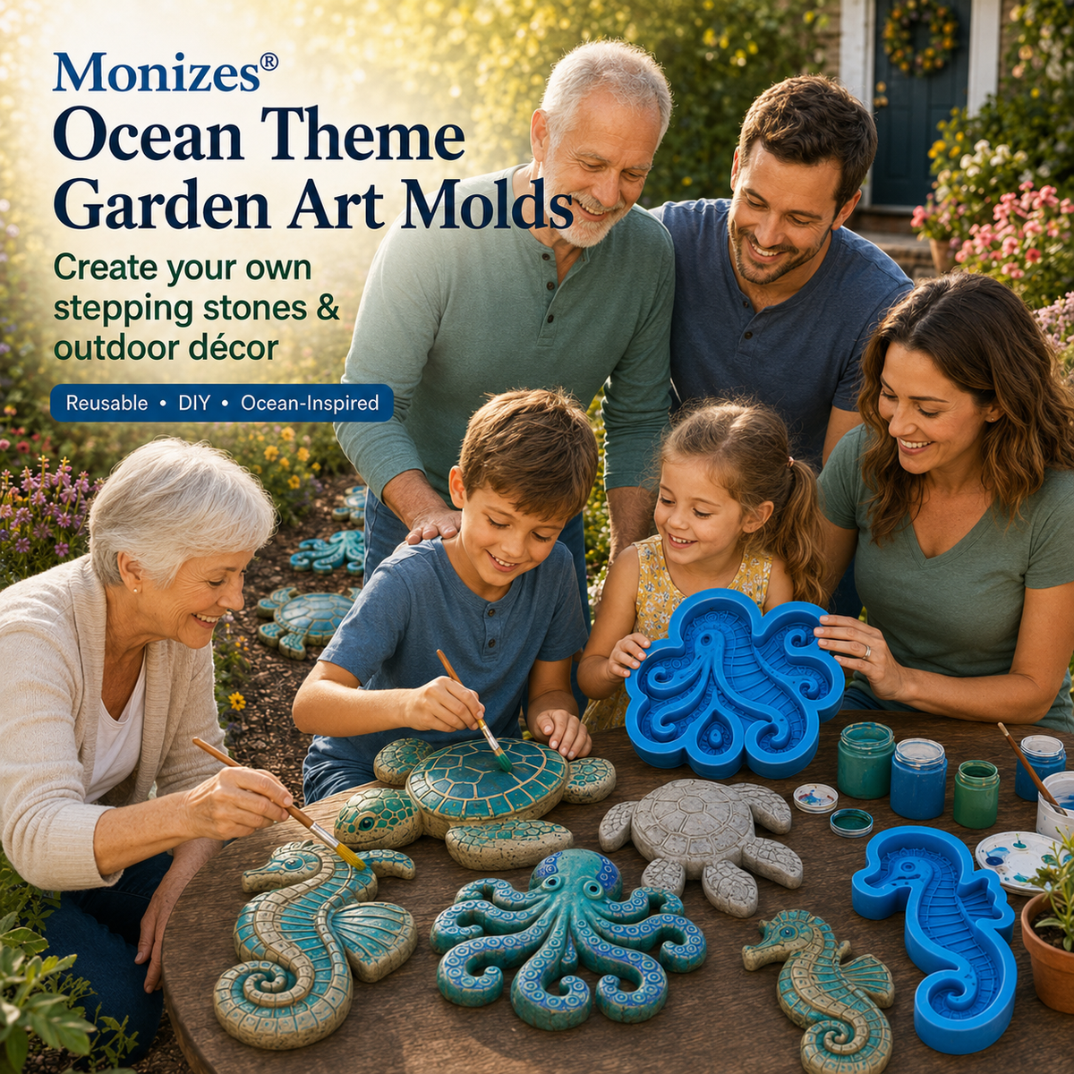 💥 ÚLTIMO DÍA 55% DE DESCUENTO - 🌊 Molde Reutilizable para Arte de Jardín Marino – Adoquines DIY