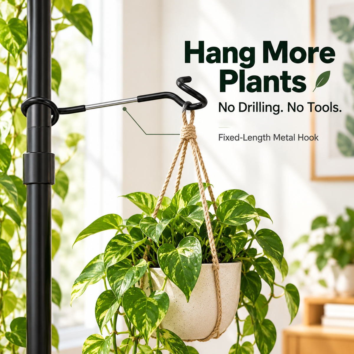 🌿 Gancho para Colgar Plantas sin Taladro — Cuelga Más Plantas sin Herramientas