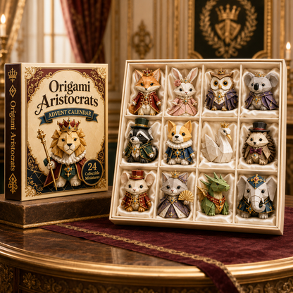 Origami Aristocrats 24-Day Advent Calendar – 24 Collectible  Royal Animal Figurines, Luxury Christmas Countdown Gift Set for Animal Lovers & Collectors