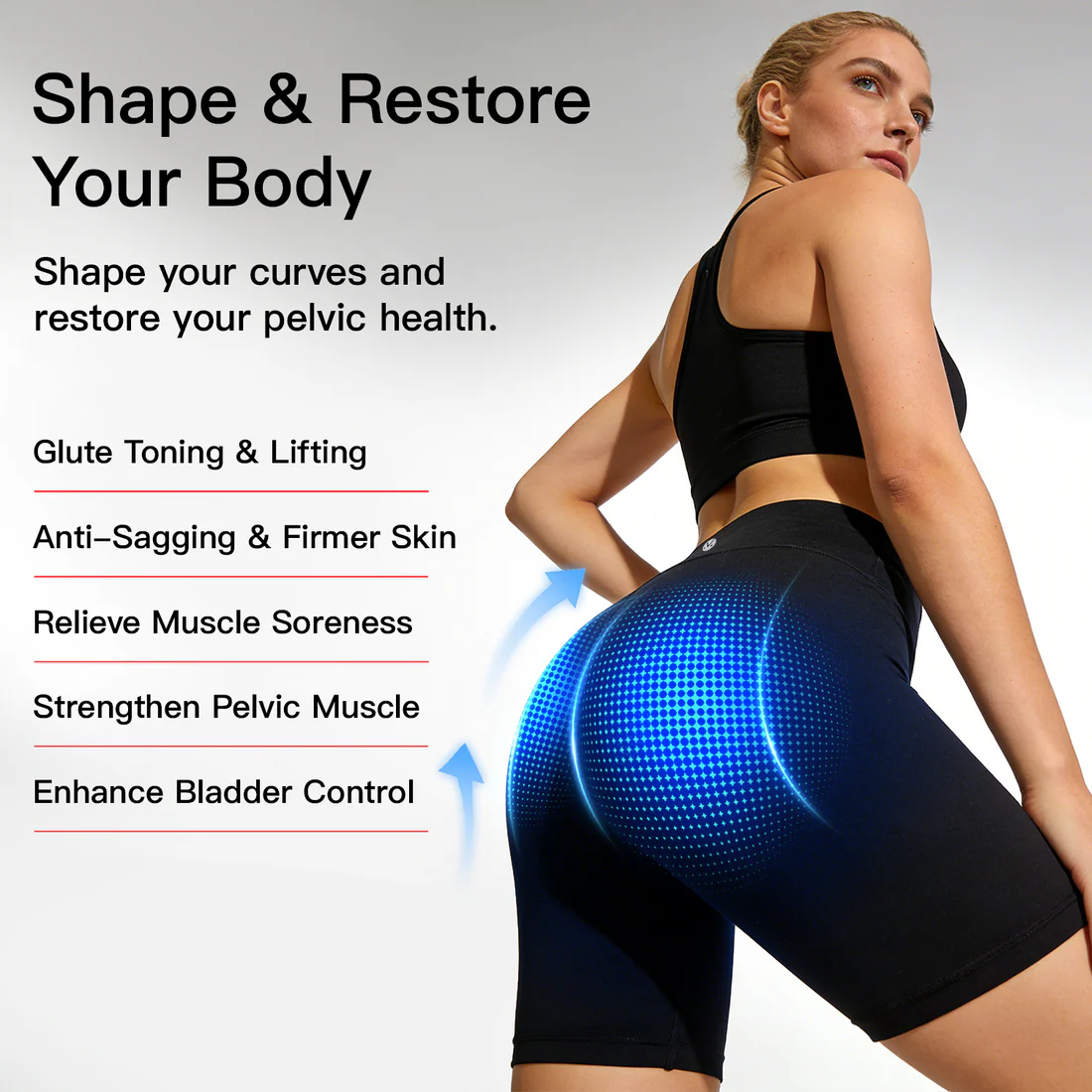 Monizes™ 3-Zone EMS Toning Shorts: Targeted Abdomen, Glutes & Pelvic Floor Support