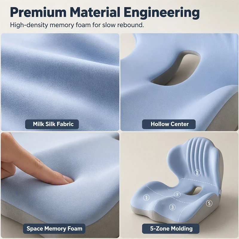Monizes™ ErgoNest – Cojín Integrado de Asiento y Soporte Lumbar de Espuma Viscoelástica