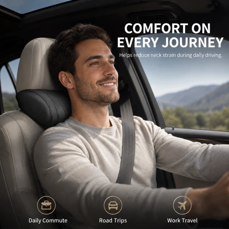 Almohada Monizes™ ergonómica de espuma viscoelástica para cuello y soporte lumbar para automóvil