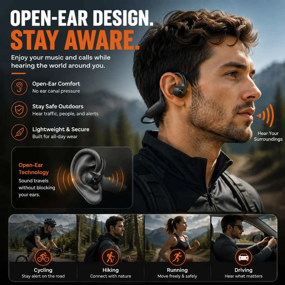 Monizes® – Auriculares Bluetooth inteligentes E12 Pro con cámara IA (Android y Apple)
