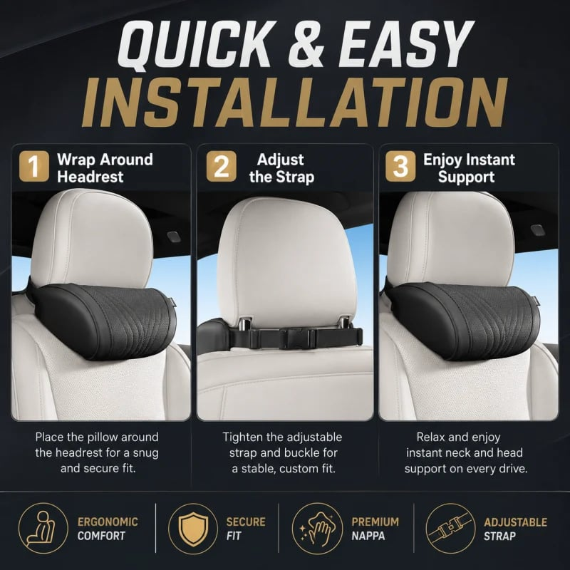 Almohada Monizes™ ergonómica de espuma viscoelástica para cuello y soporte lumbar para automóvil