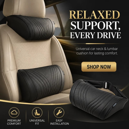 Almohada Monizes™ ergonómica de espuma viscoelástica para cuello y soporte lumbar para automóvil