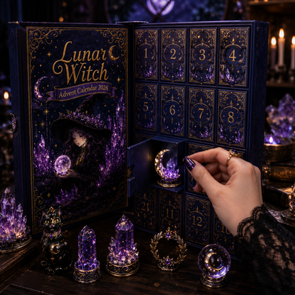 Lunar Witch Advent Calendar 2026 – 24 Enchanted Crystal Miniatures for a Magical Moonlit Countdown