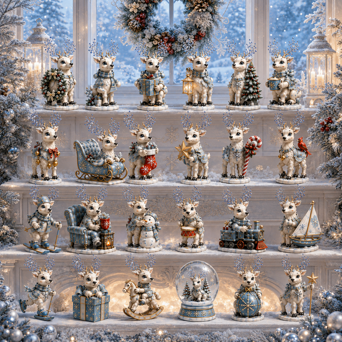 ✨24-Day Christmas Countdown Advent Calendar –Snowy Reindeer Ornament