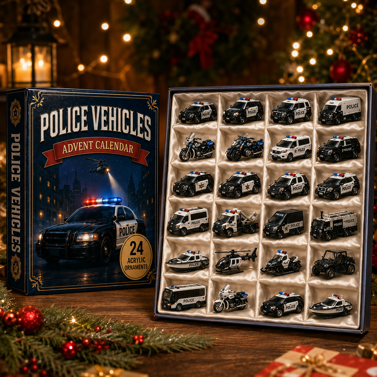 High-quality miniature model✨Police Vehicles Fleet Advent Calendar 2026 - 24-Day Festive Countdown