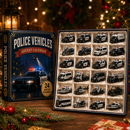 High-quality miniature model✨Police Vehicles Fleet Advent Calendar 2026 - 24-Day Festive Countdown