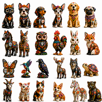 Día de Muertos Animals Advent Calendar 2026 – 24-Day Folk Art Animal Figurine Collection | 24 Unique Collector-Grade Miniatures