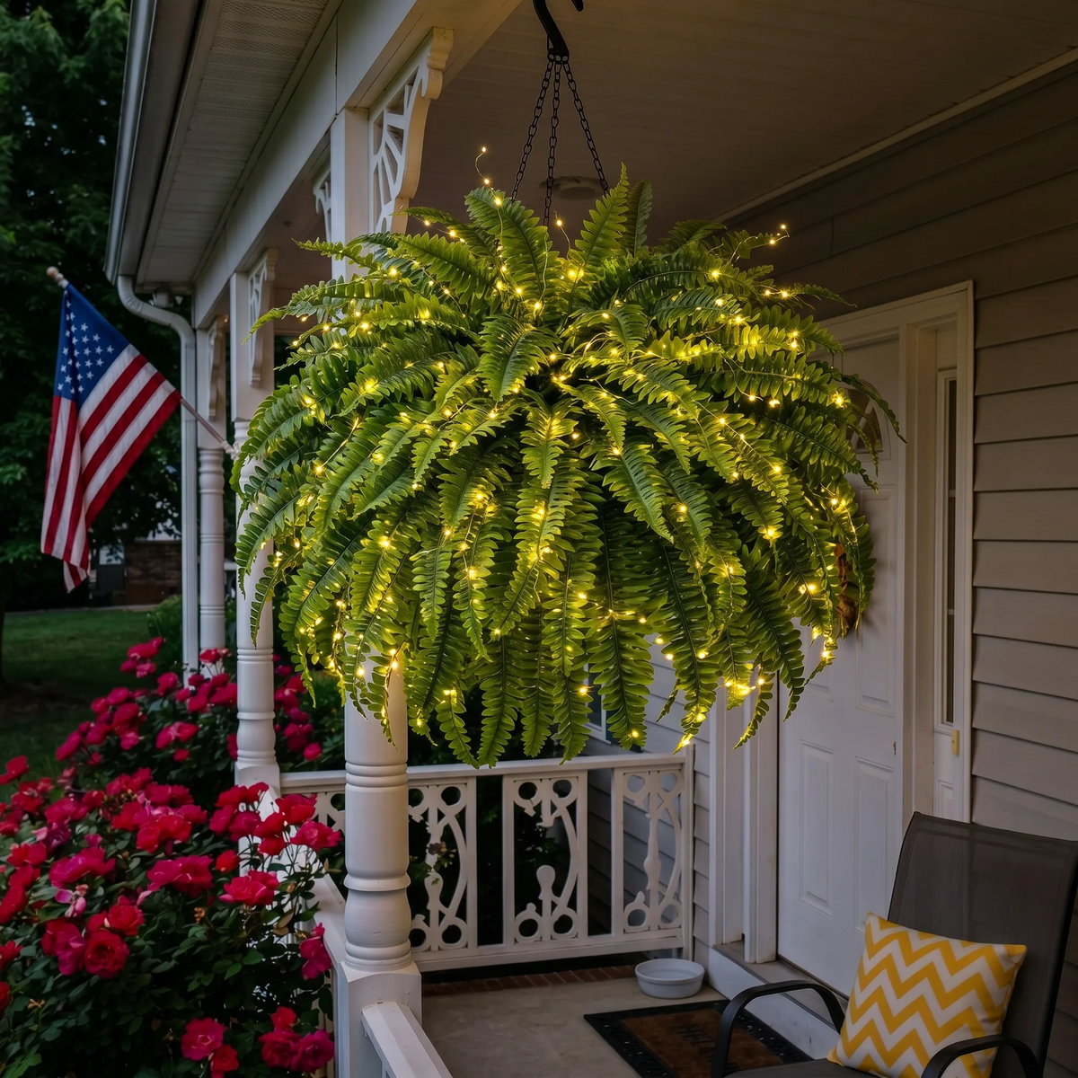 💛Helechos de Boston Brillantes con Luces – 🌿Cero Riego, Cero Mantenimiento