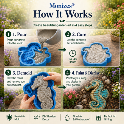 💥 ÚLTIMO DÍA 55% DE DESCUENTO - 🌊 Molde Reutilizable para Arte de Jardín Marino – Adoquines DIY