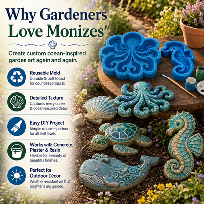 💥 ÚLTIMO DÍA 55% DE DESCUENTO - 🌊 Molde Reutilizable para Arte de Jardín Marino – Adoquines DIY