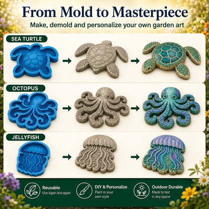 💥 ÚLTIMO DÍA 55% DE DESCUENTO - 🌊 Molde Reutilizable para Arte de Jardín Marino – Adoquines DIY