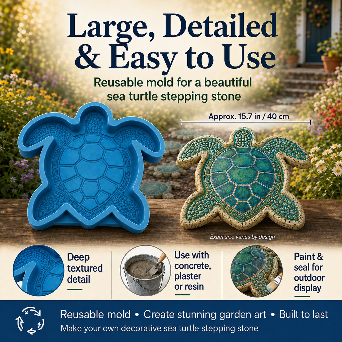 💥 ÚLTIMO DÍA 55% DE DESCUENTO - 🌊 Molde Reutilizable para Arte de Jardín Marino – Adoquines DIY