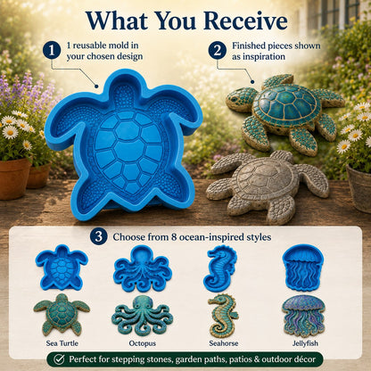 💥 ÚLTIMO DÍA 55% DE DESCUENTO - 🌊 Molde Reutilizable para Arte de Jardín Marino – Adoquines DIY